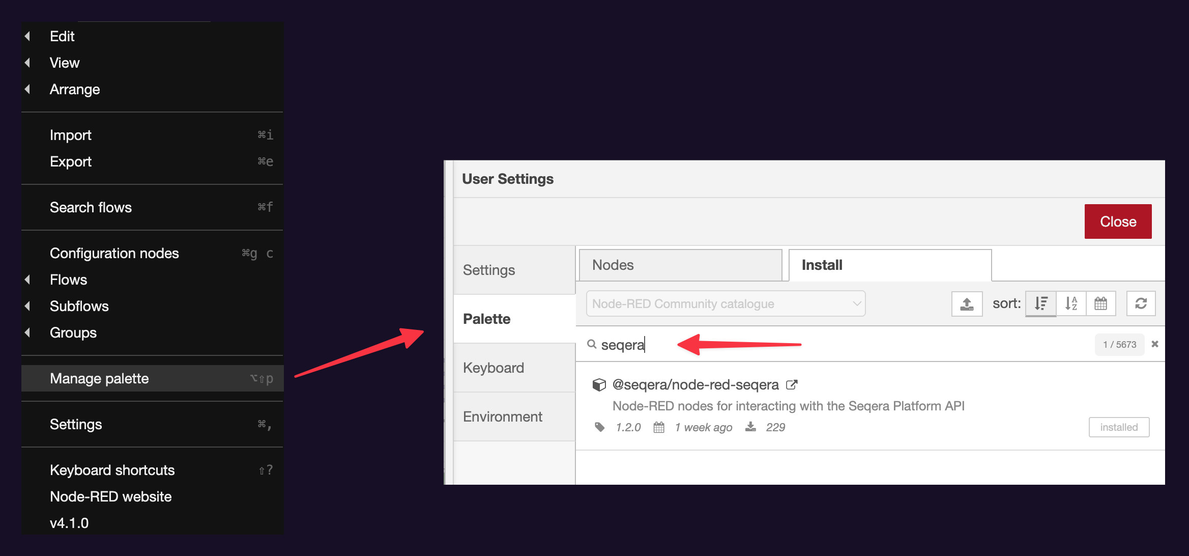 Manage Palette > Install