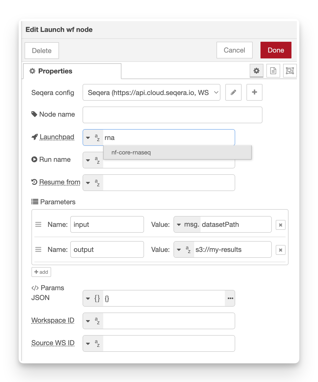 launch node edit panel